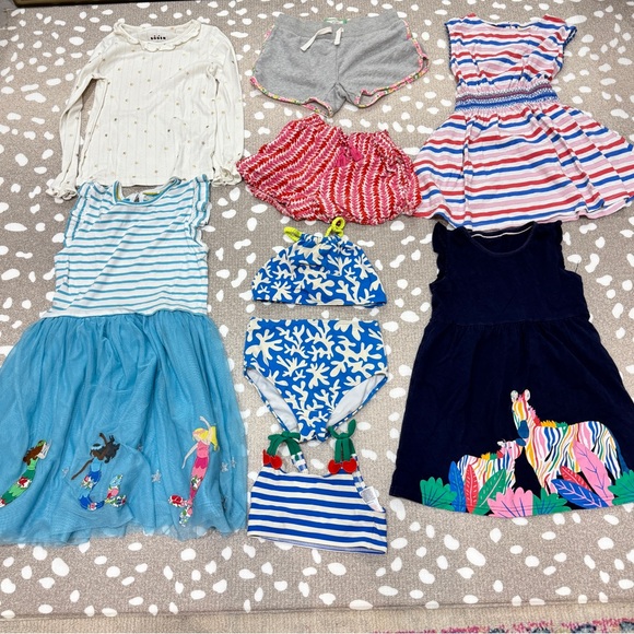 Mini Boden Other - Lot of 9 Mini Boden girls dress embroidered applique shorts tee swimsuit set